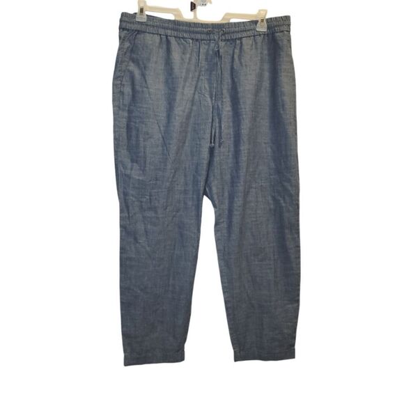 J. Crew Blue Chambray Drawstring Ankle Pant sz 16 100 cotton - Picture 3 of 7